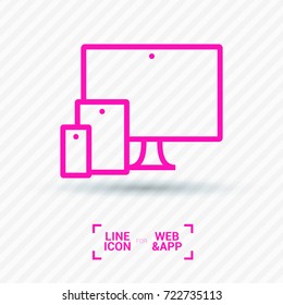 computer, mobile phone, tablet line vector icon