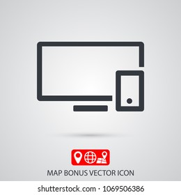 Computer and mobile phone  vector icon