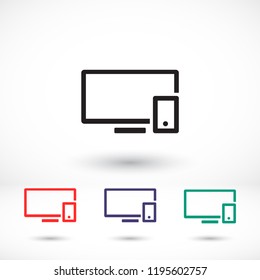 Computer and mobile phone  vector icon