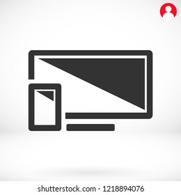 Computer and mobile phone  vector icon