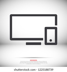 Computer and mobile phone  vector icon