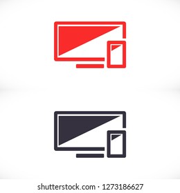 Computer and mobile phone  vector icon