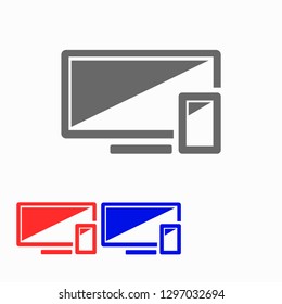 Computer and mobile phone  vector icon