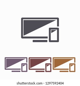 Computer and mobile phone  vector icon