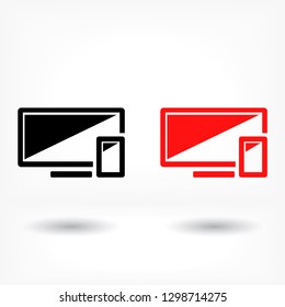 Computer and mobile phone  vector icon