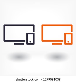 Computer and mobile phone  vector icon