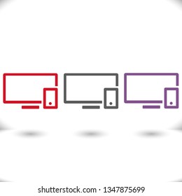 Computer and mobile phone  vector icon
