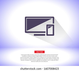 Computer and mobile phone vector icon , lorem ipsum Flat design