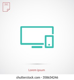 computer and mobile phone vector icon 