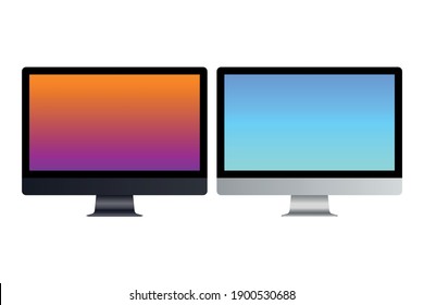 Computer mockup display isolated vector realistic design on white background. Electronic screen monitor gadget mockup for you portfolio