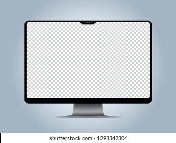 Computer mockup transparent display screen. Vector illustration for technology and easy place demo or images in to screen.