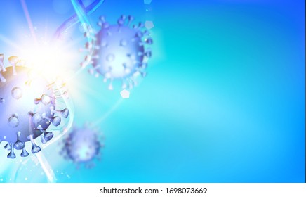 Computer model of Covid-19 as illustration of fast growing global pandemic. Science illustration of danger disease, 3d model of coronavirus. Vector illustration.
