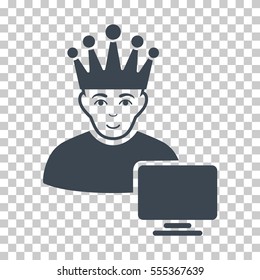 Computer Moderator vector icon. Illustration style is flat iconic smooth blue symbol on a chess transparent background.