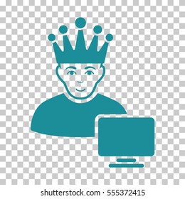 Computer Moderator vector pictogram. Illustration style is flat iconic soft blue symbol on a chess transparent background.