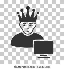 Computer Moderator vector pictograph. Illustration style is flat iconic gray symbol on a chess transparent background.