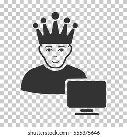 Computer Moderator vector pictograph. Illustration style is flat iconic gray symbol on a chess transparent background.