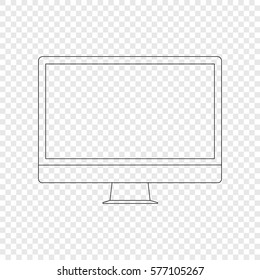 Computer. Modern computer in linear style. Computer isolated on transparent background.