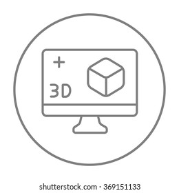 Computer monitor with 3D box line icon.