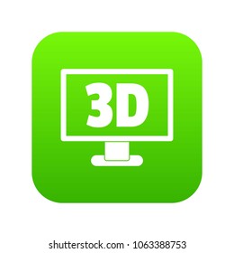 Computer monitor with 3d inscription icon digital green for any design isolated on white vector illustration