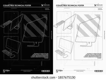 Computer monitor 3d vector illustration. UI and UX development, software engineering concept. Creative template for web and print.