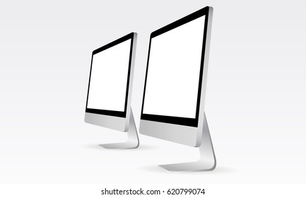 Computer monitor Apple iMac mockup. Responsive screen to display your website. Monitors with blank screens isolated. Vector illustration