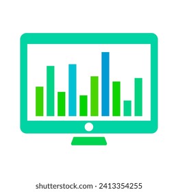 Computer Monitor With Bar Graph Icon