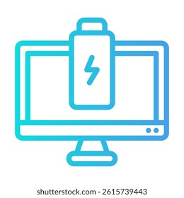 Computer monitor with a battery icon, perfect for technology blogs, powersaving articles, energy efficiency presentations, and techrelated designs.