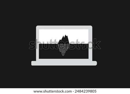 Computer monitor binary deep web dark net illustration