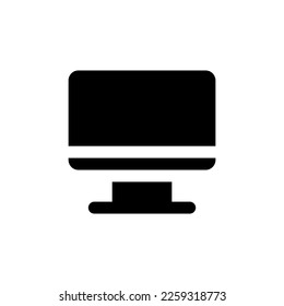 Computer monitor black glyph ui icon. Electronic equipment. Hardware device. User interface design. Silhouette symbol on white space. Solid pictogram for web, mobile. Isolated vector illustration