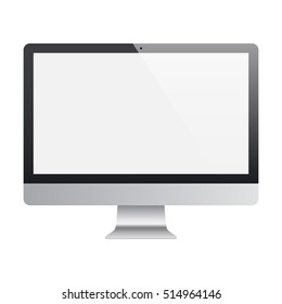 computer monitor black matte color with blank screen and flare for system unit isolated on white background. realistic and detailed display mockup. stock vector illustration