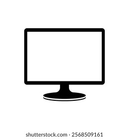 Computer monitor black and white flat vector icon and symbol design