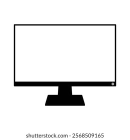 Computer monitor black and white symbol and clip art design