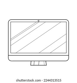Computer monitor. Black and white vector image. Coloring.
