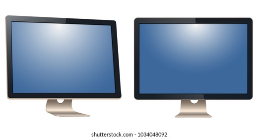Computer monitor, with a blank screen, isolated on white background. To represent your application. Vector stock