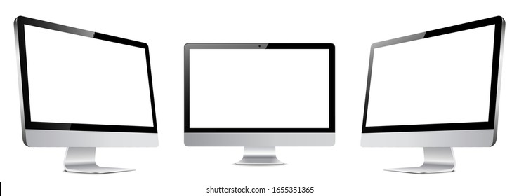Computer monitor with blank screen for your design  in three forms