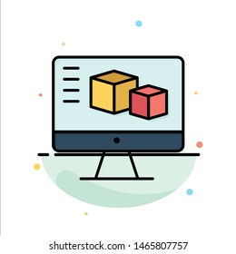 Computer, Monitor, Box, Computing Abstract Flat Color Icon Template. Vector Icon Template background