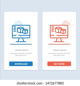 Computer, Monitor, Box, Computing  Blue and Red Download and Buy Now web Widget Card Template