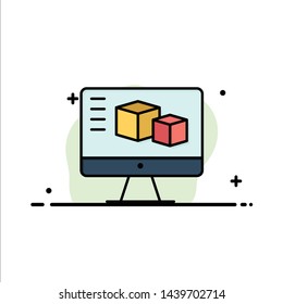 Computer, Monitor, Box, Computing Business Logo Template. Flat Color