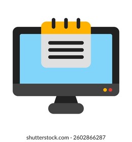 Computer monitor with a calendar note, suitable for web design, blog posts, workfromhome themes, digital organization and technology concepts.