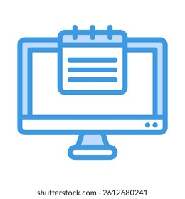 Computer monitor with a calendar note, suitable for web design, blog posts, workfromhome themes, digital organization and technology concepts.