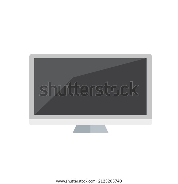 Computer monitor in cartoon flat\
style icon on white, stock vector illustration on\
white
