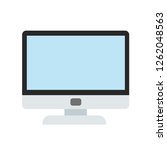 computer monitor in cartoon style icon on white, stock vector illustration