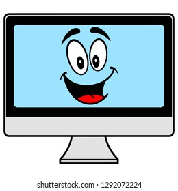 Computer Monitor Cartoon Vector Cartoon Illustration Stock Vector