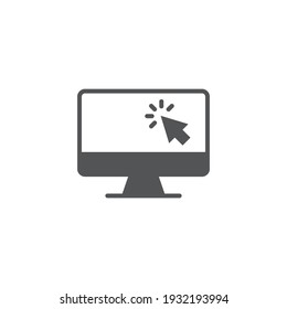 Computer monitor click cursor glyph icon. Simple solid style sign for mobile concept and web design. Mouse, PC, desktop, display. Vector illustration isolated. EPS 10