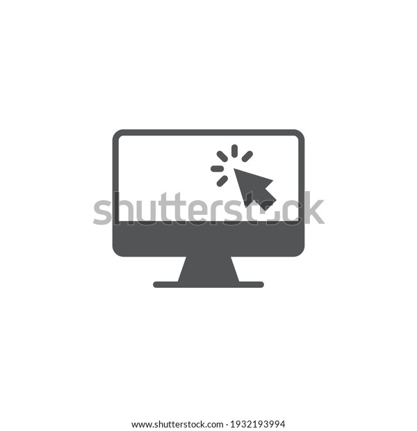 Computer monitor click\
cursor glyph icon. Simple solid style sign for mobile concept and\
web design. Mouse, PC, desktop, display. Vector illustration\
isolated. EPS 10
