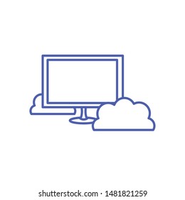 computer monitor with clouds computing