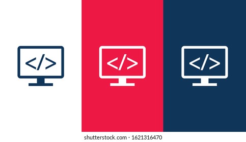 Computer monitor - Code icon vector