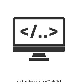 Computer monitor with coding icon