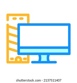 computer with monitor color icon vector. computer with monitor sign. isolated symbol illustration