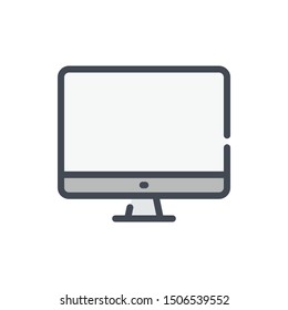 Computer monitor color line icon. Desktop PC screen vector outline colorful sign.
